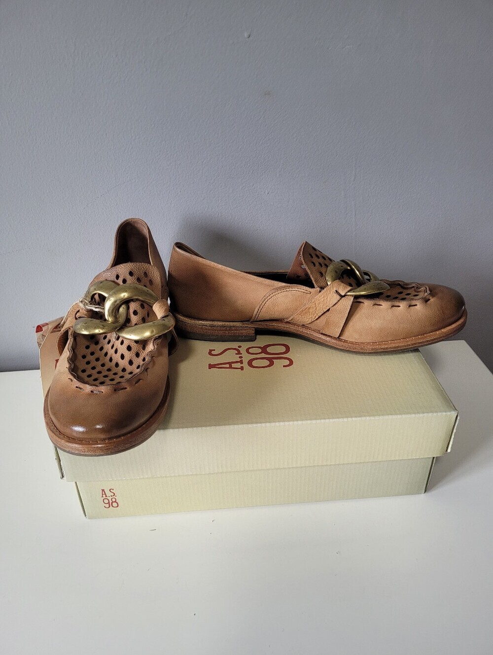 AS 98 Cicle Leather Loafers in Tan/Cognac, BNWT, Size 41